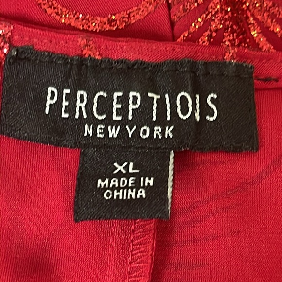 Perceptions New York Women’s Red Glitter Floral Midi Dress Fit Flare Size XL - Picture 9 of 11